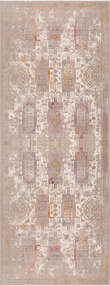 5' X 7' Beige and Ivory Medallion Non Skid Area Rug