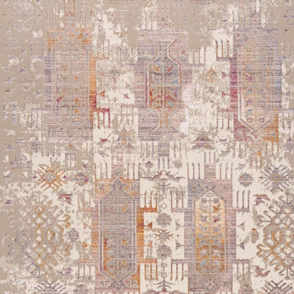 5' X 7' Beige and Ivory Medallion Non Skid Area Rug