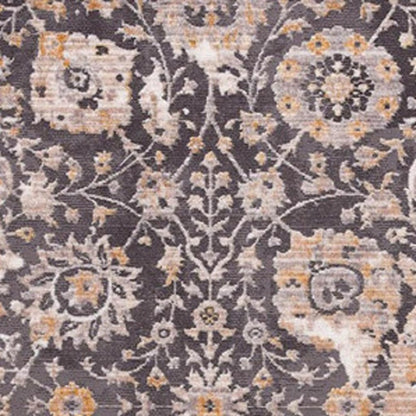 10' Gray And Ivory Oriental Runner Rug