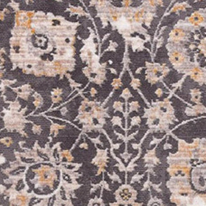 10' Gray And Ivory Oriental Runner Rug