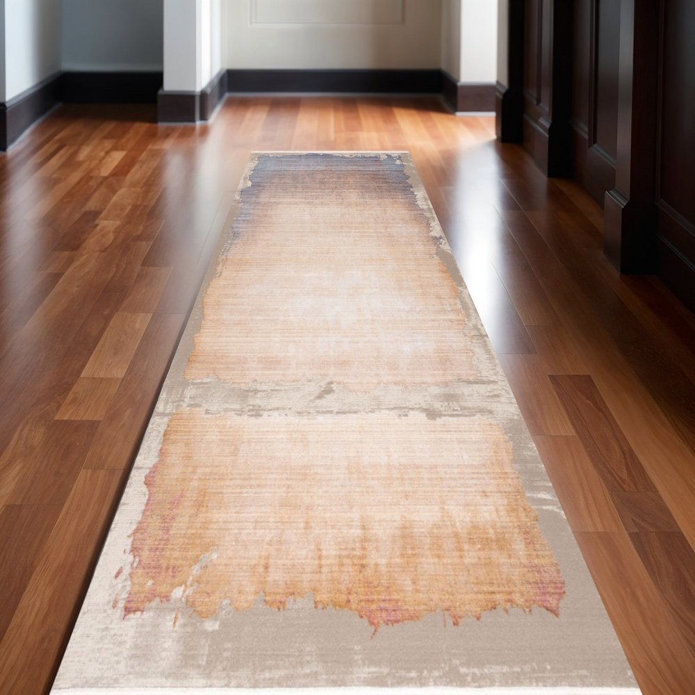 4' X 6' Beige and Blue Abstract Power Loom Area Rug