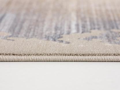 10' Beige And Blue Abstract Runner Rug