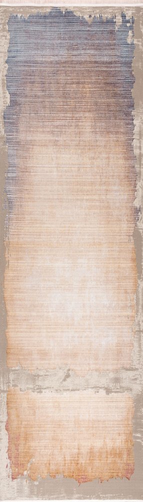 10' Beige And Blue Abstract Runner Rug