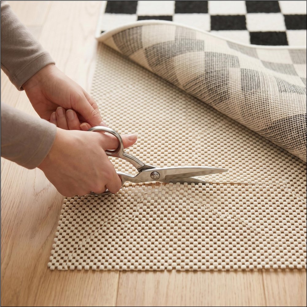 2' x 8' Ivory Striped Weave Non Slip Rug Pad