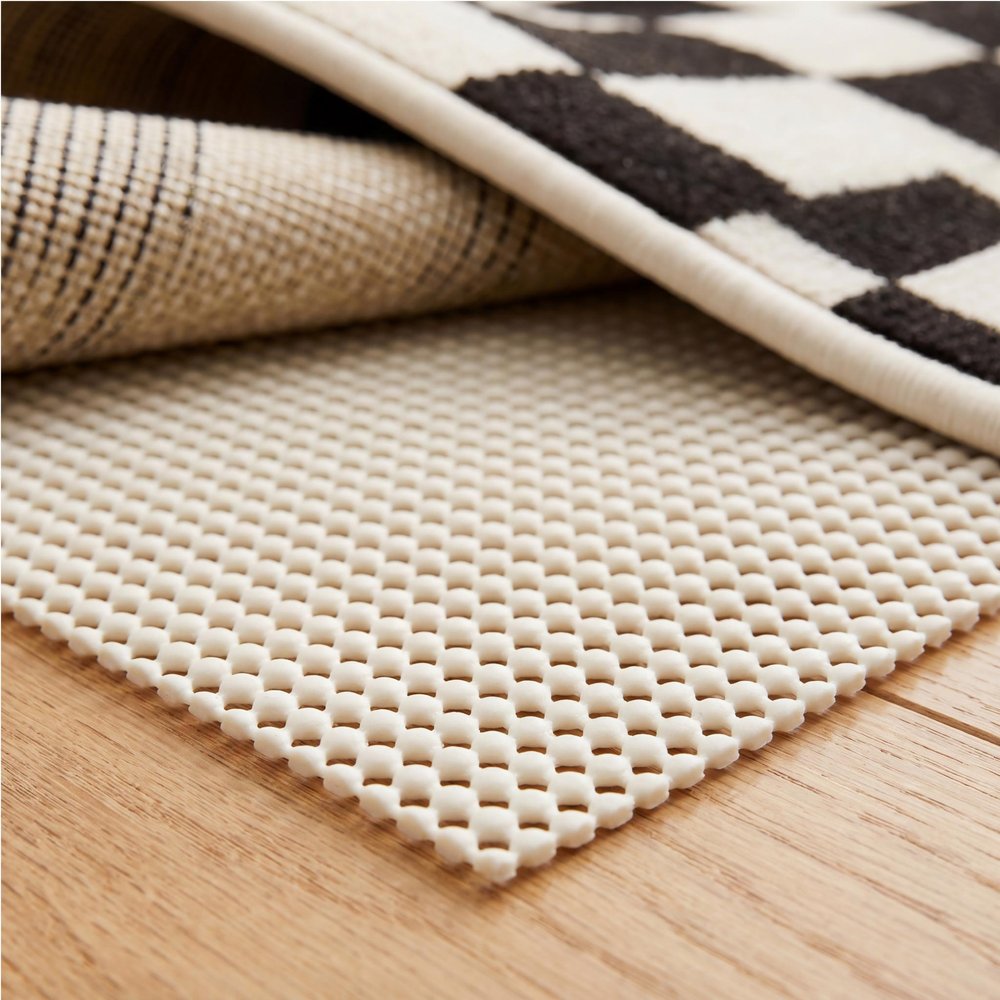 2' x 8' Ivory Striped Weave Non Slip Rug Pad