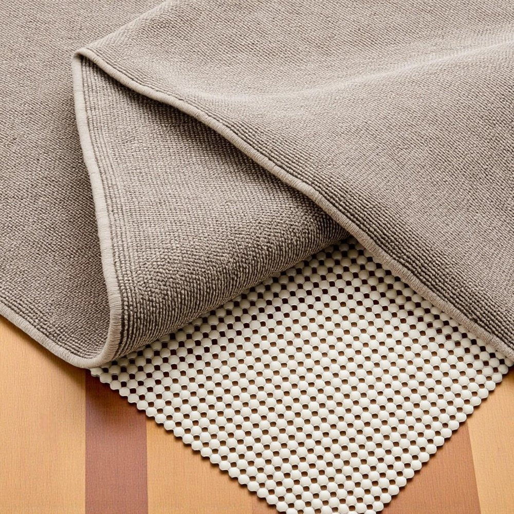 6' x 9' Ivory Striped Weave Non Slip Rug Pad