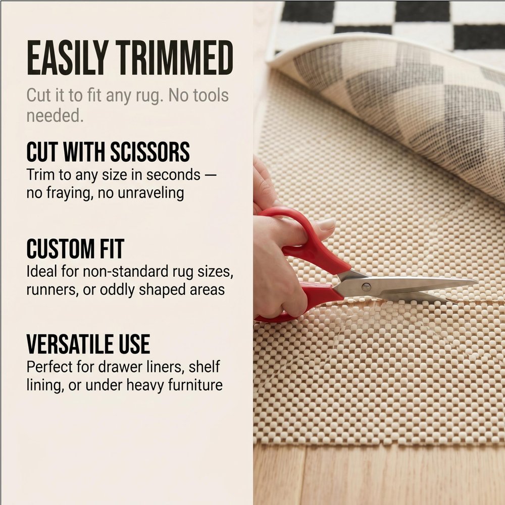 2' x 8' Ivory Striped Weave Non Slip Rug Pad