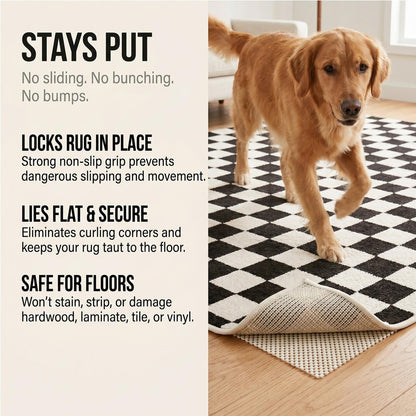 2' x 8' Ivory Striped Weave Non Slip Rug Pad
