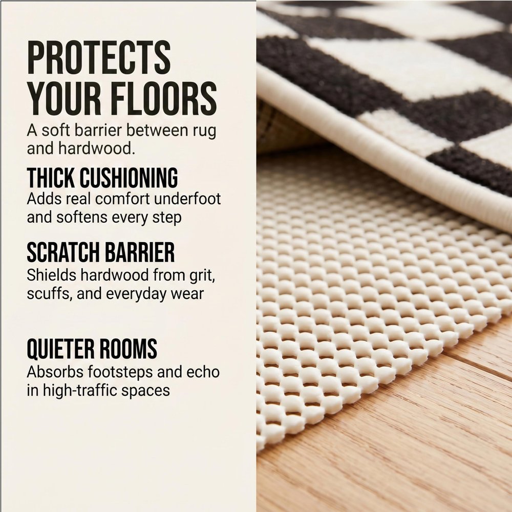 2' x 8' Ivory Striped Weave Non Slip Rug Pad