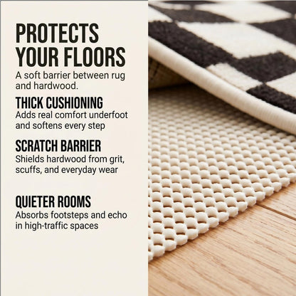 2' x 8' Ivory Striped Weave Non Slip Rug Pad