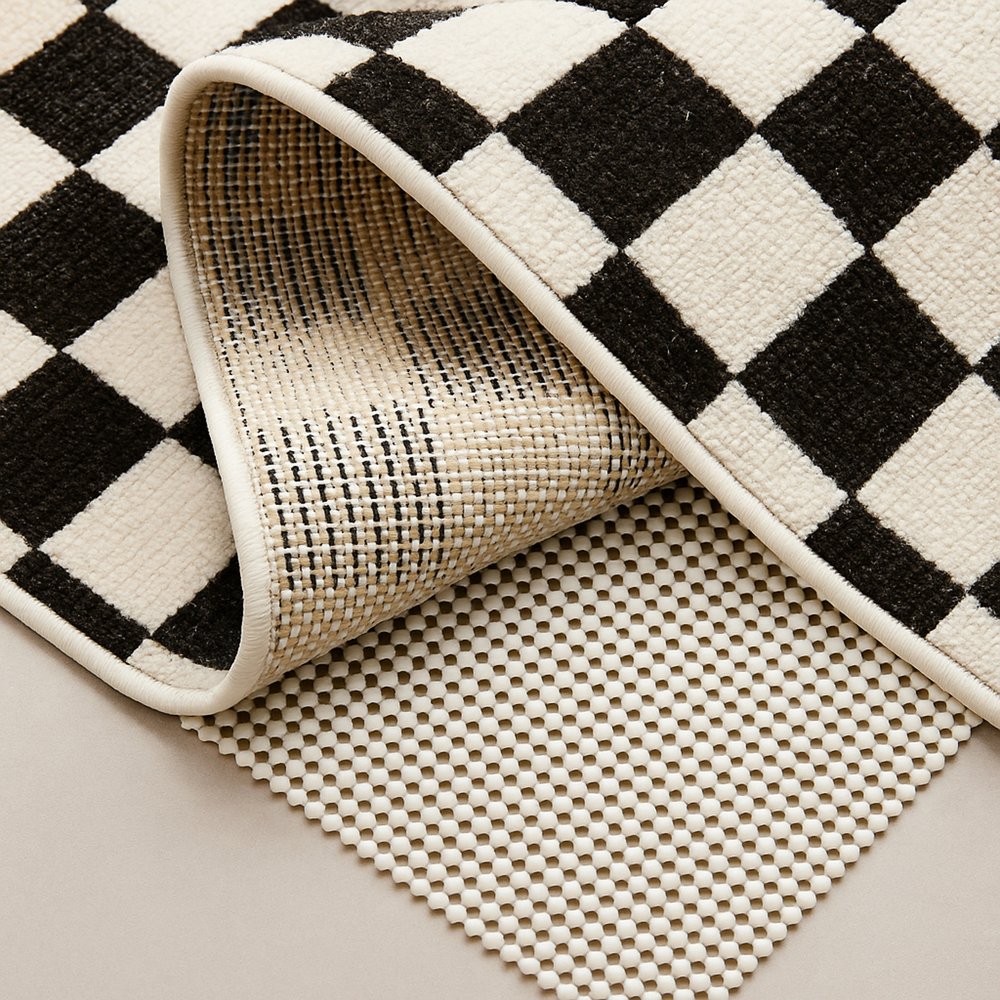 6' x 9' Ivory Striped Weave Non Slip Rug Pad