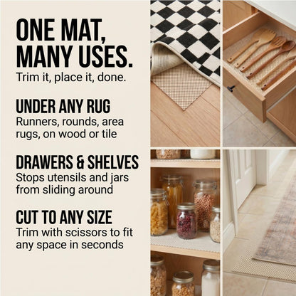 2' x 8' Ivory Striped Weave Non Slip Rug Pad