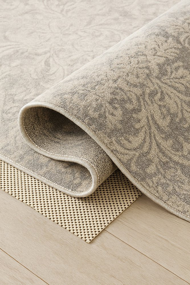 8' x 10' Ivory Striped Weave Non Slip Rug Pad