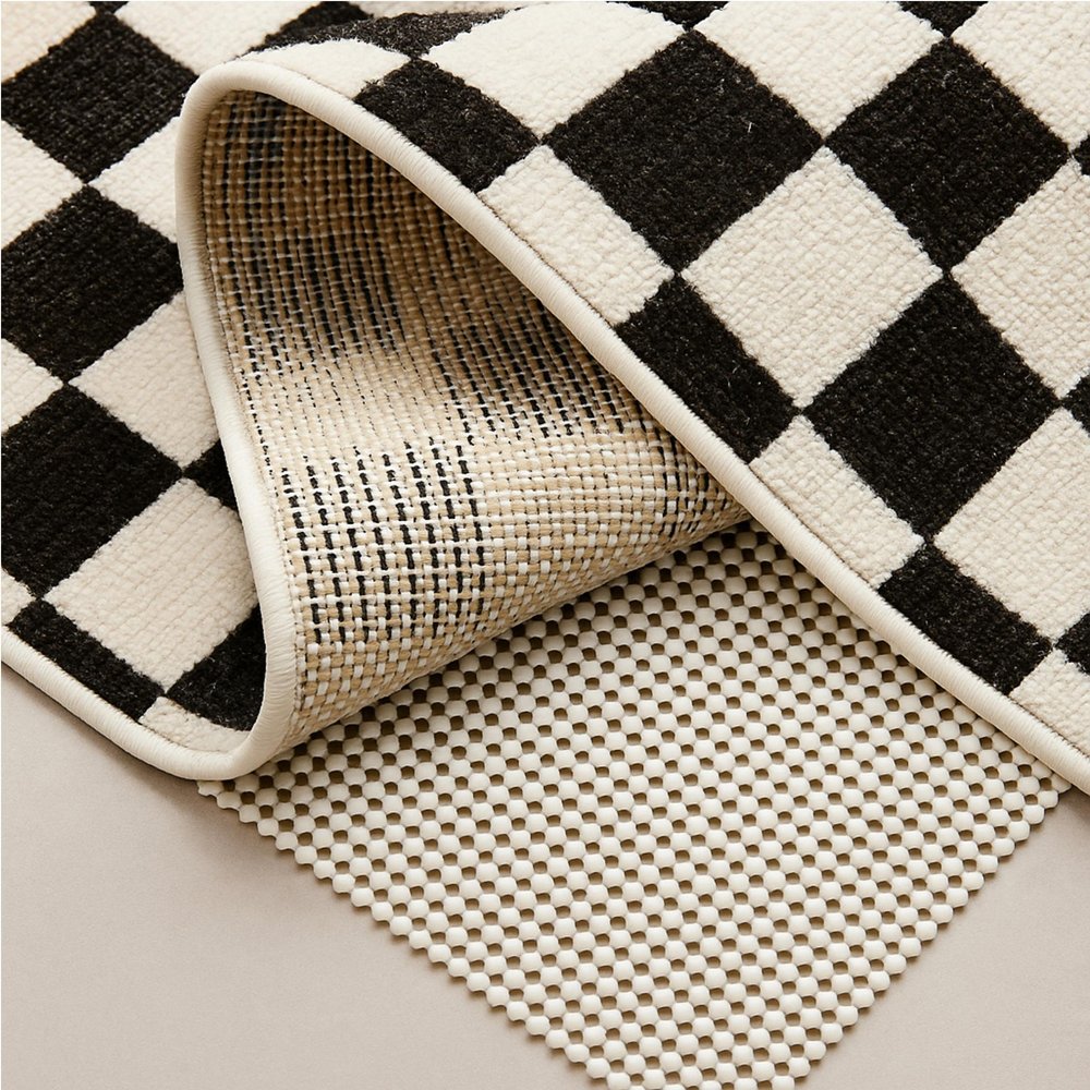 6' x 9' Ivory Striped Weave Non Slip Rug Pad