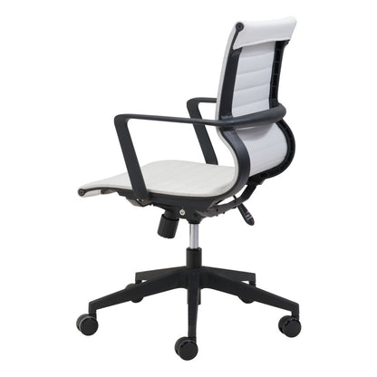 White and Black Adjustable Swivel Faux Leather Rolling Conference Office Chair