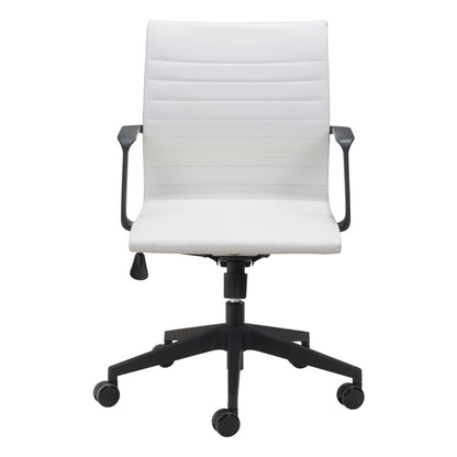 White and Black Adjustable Swivel Faux Leather Rolling Conference Office Chair