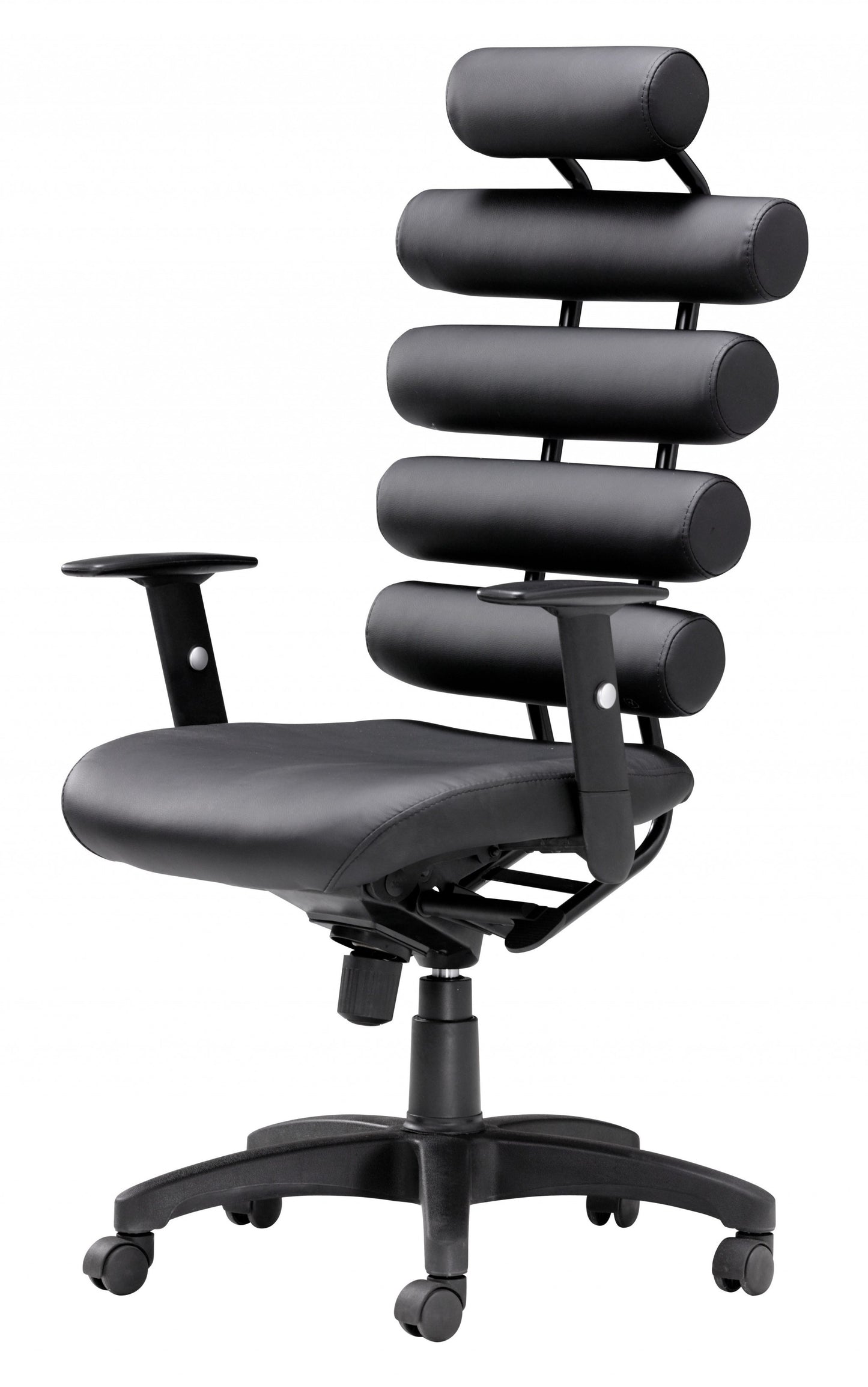 Black Adjustable Swivel Faux Leather Rolling Executive Office Chair