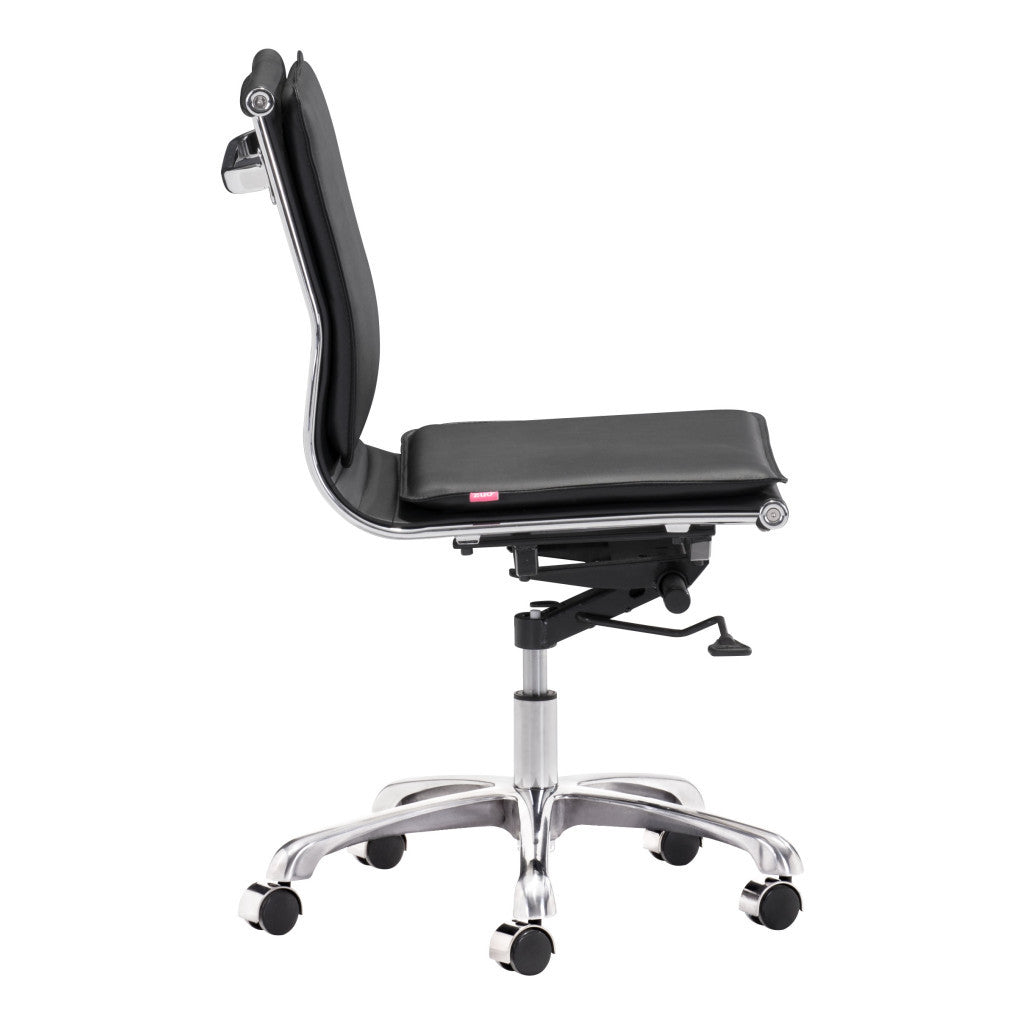 Black and Silver Adjustable Swivel Faux Leather Rolling Executive Office Chair