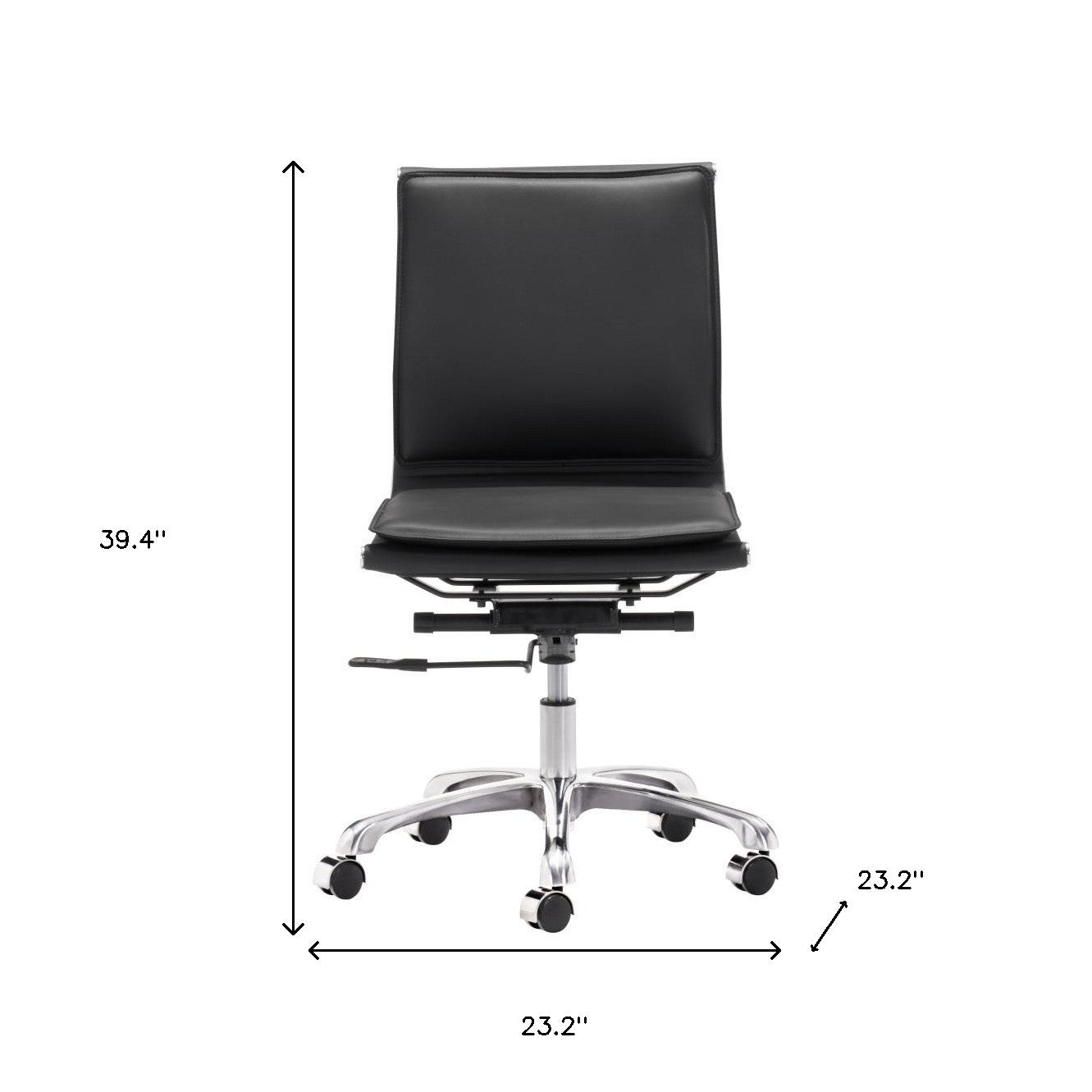 Black and Silver Adjustable Swivel Faux Leather Rolling Executive Office Chair