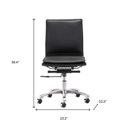 Black and Silver Adjustable Swivel Faux Leather Rolling Executive Office Chair