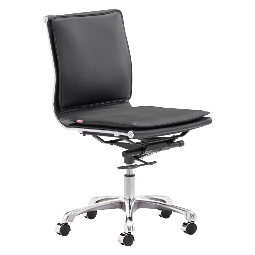 Black and Silver Adjustable Swivel Faux Leather Rolling Executive Office Chair