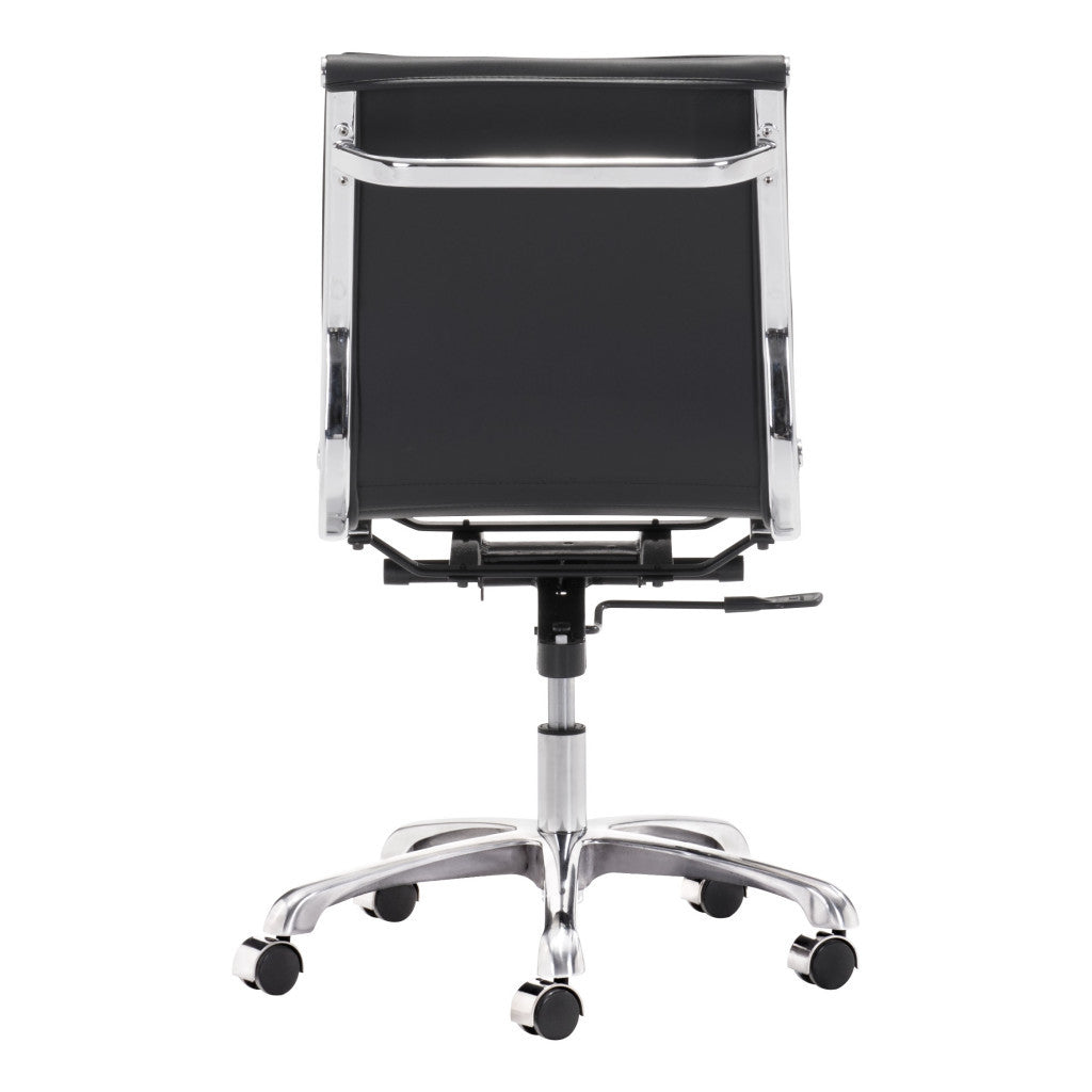 Black and Silver Adjustable Swivel Faux Leather Rolling Executive Office Chair