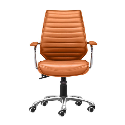 Orange and Silver Adjustable Swivel Faux Leather Rolling Executive Office Chair