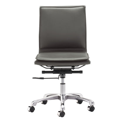 Gray and Silver Adjustable Swivel Faux Leather Rolling Executive Office Chair