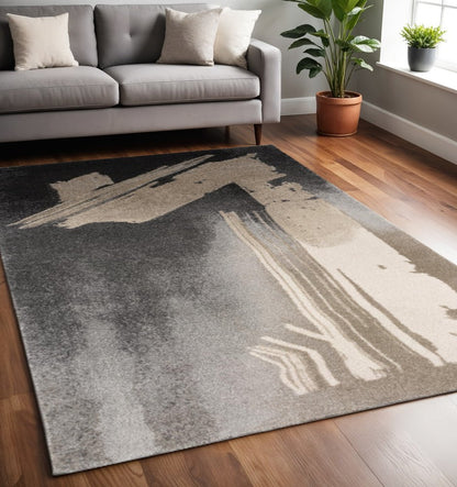 5' X 7' Gray Abstract Power Loom Area Rug