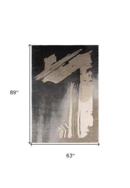 5' X 7' Gray Abstract Power Loom Area Rug