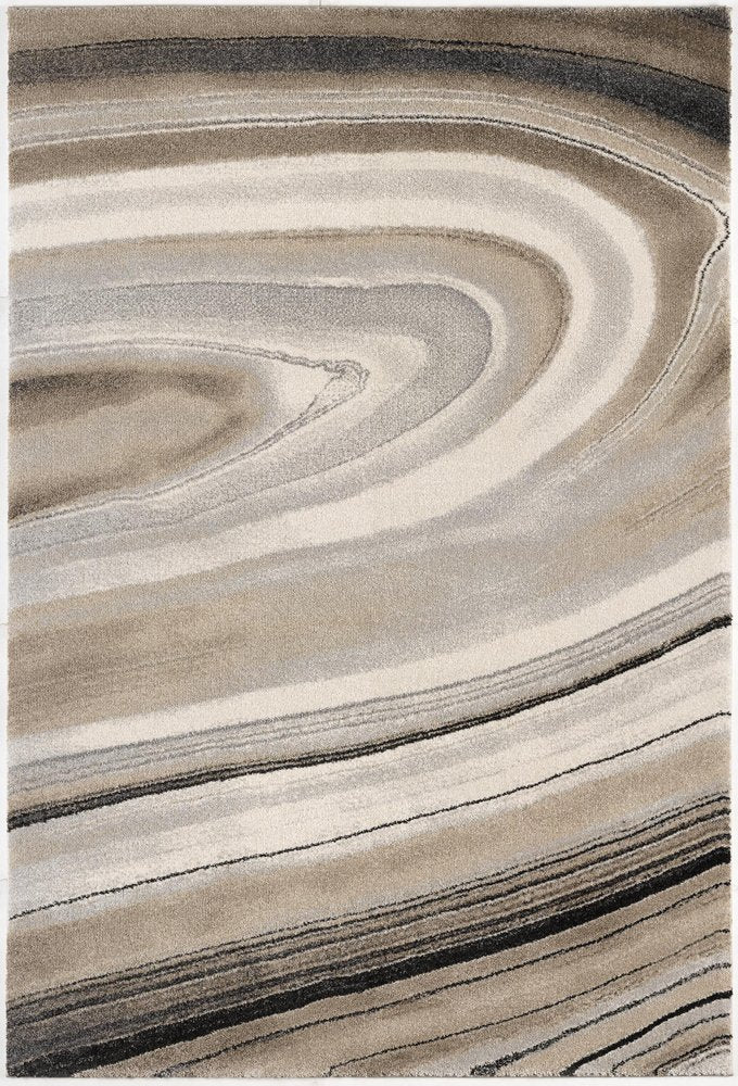 7' X 10' Cream and Tan Abstract Marble Area Rug