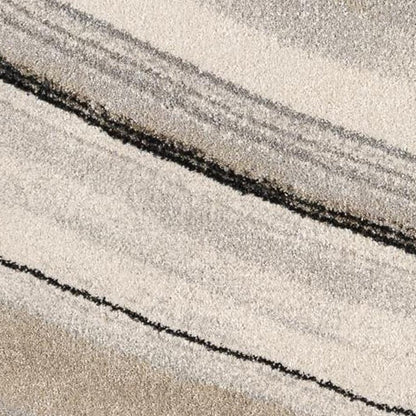5' X 8' Cream and Tan Abstract Marble Area Rug