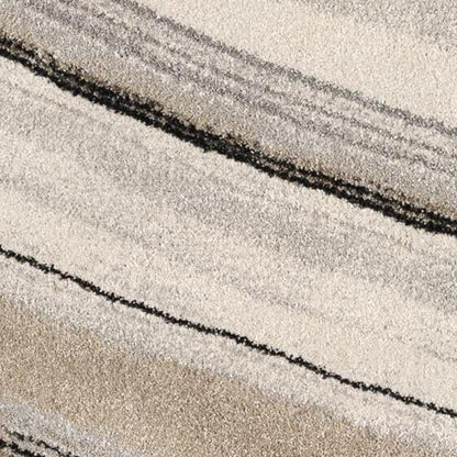 5' X 8' Cream and Tan Abstract Marble Area Rug