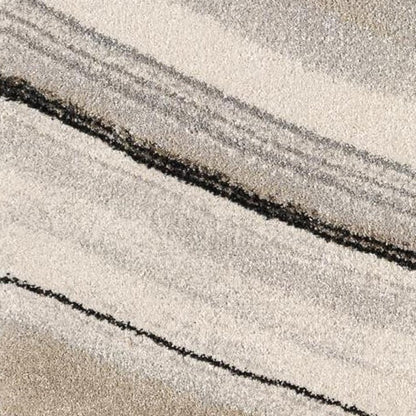 7' X 10' Cream and Tan Abstract Marble Area Rug