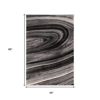 5' X 8' Dark Gray Abstract Illusional Area Rug