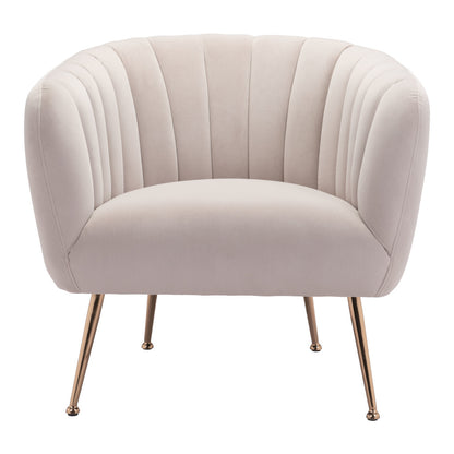 30" Ivory And Gold Fabric Tufted Club Chair