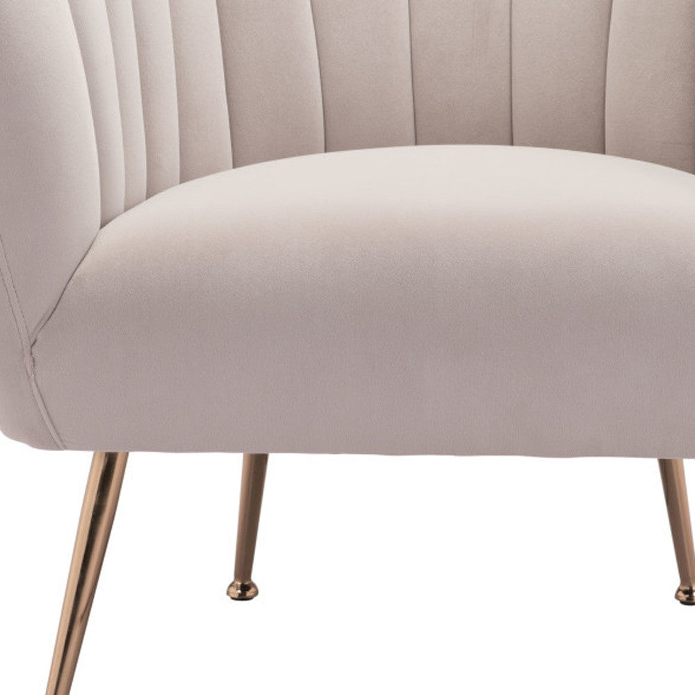 30" Ivory And Gold Fabric Tufted Club Chair