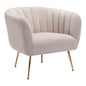 30" Ivory And Gold Fabric Tufted Club Chair