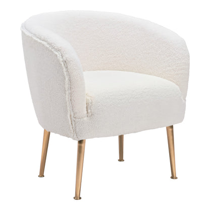 29" Beige And Gold Sherpa Arm Chair