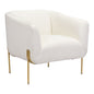 31" Ivory And Gold Fabric Arm Chair