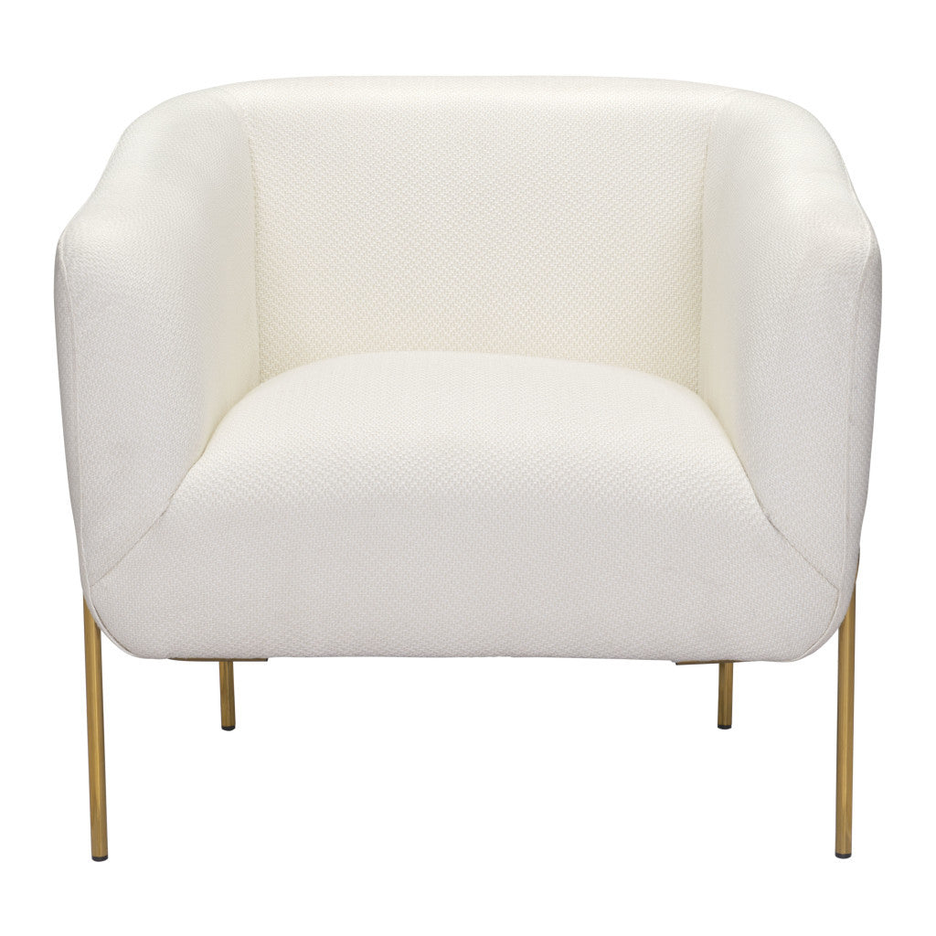 31" Ivory And Gold Fabric Arm Chair