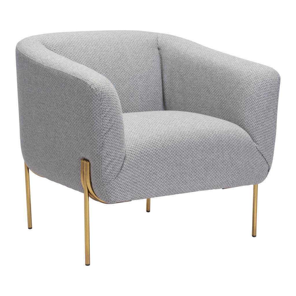 31" Gray And Gold Fabric Arm Chair