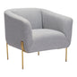 31" Gray And Gold Fabric Arm Chair