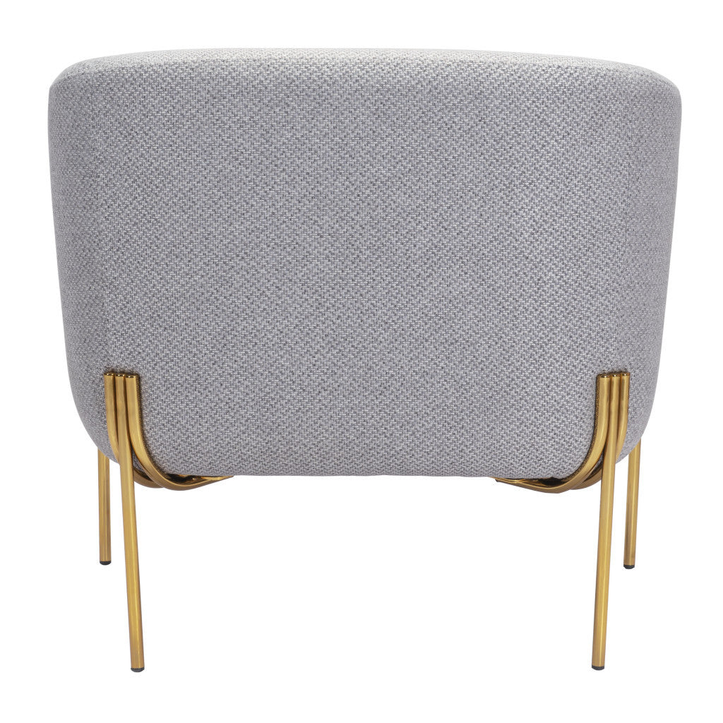 31" Gray And Gold Fabric Arm Chair