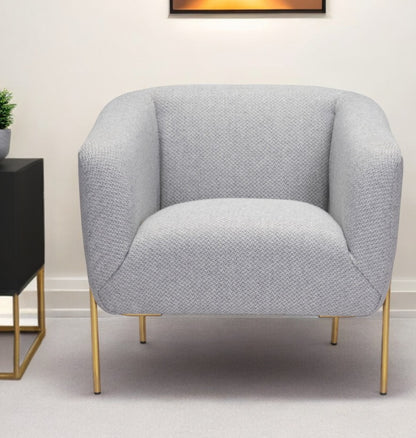 31" Gray And Gold Fabric Arm Chair