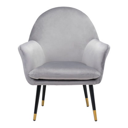 30" Gray And Black and Gold Velvet Arm Chair