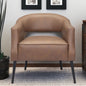 27" Brown And Black Faux Leather Arm Chair