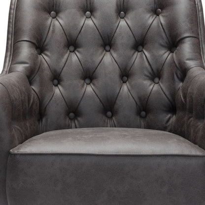 29" Black Faux Leather Tufted Arm Chair