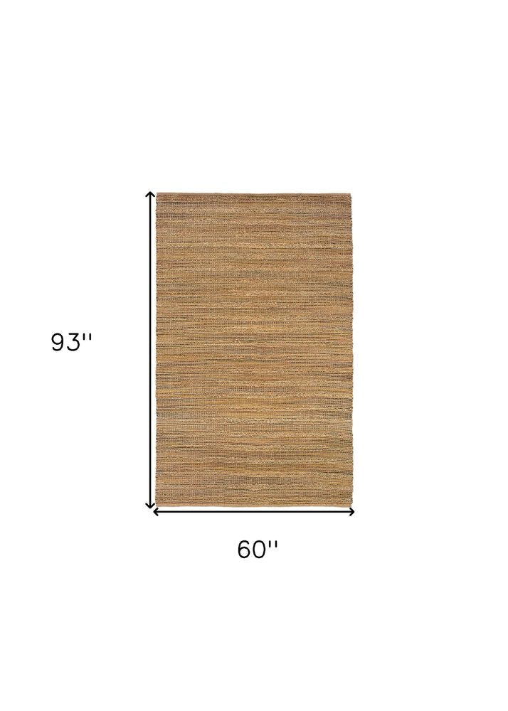 5' X 8' Brown Braided Jute Area Rug