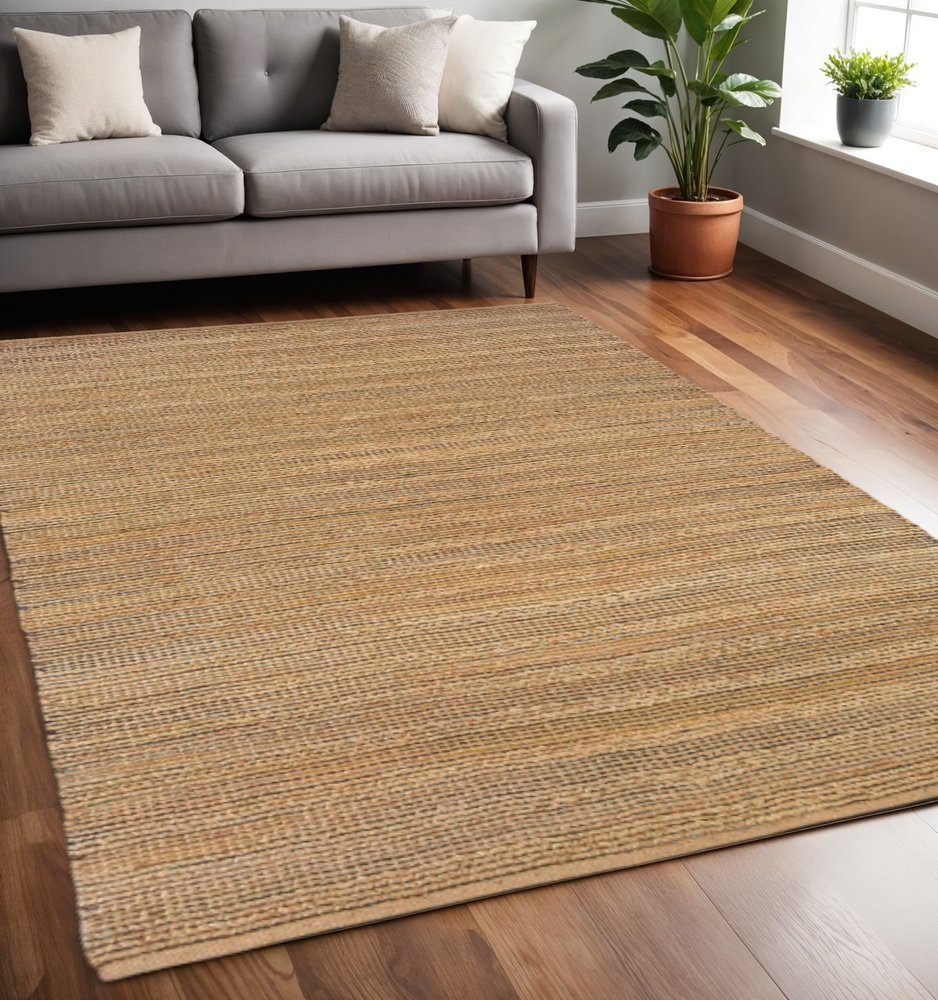 5' X 8' Brown Braided Jute Area Rug